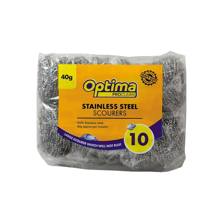 Optima Proclean Large 40g Stainless Steel Scourers 10 Pack