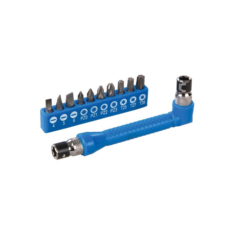 Angle screwdriver with bit set